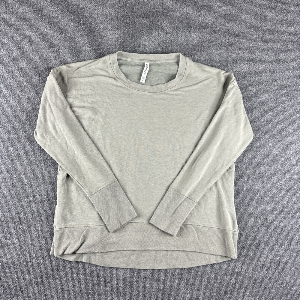 Athleta Coaster Luxe Recover Sweatshirt Womens Large Green Longsleeve Thumbholes